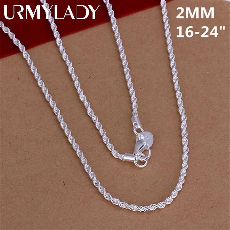 16-24 inches 925 sterling silver 2MM rope necklace beautiful fashionable elegant suitable for women and men cute and pendant W241230