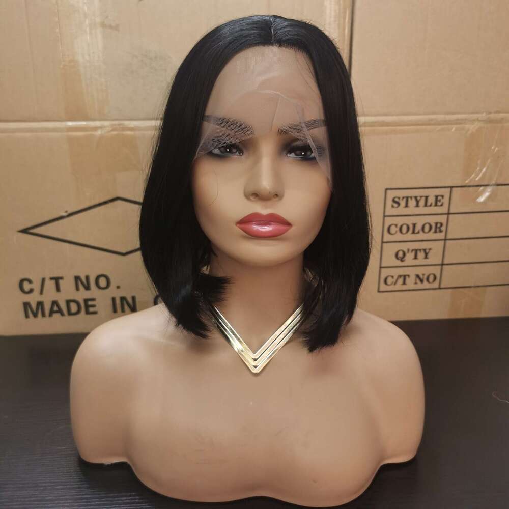 Lace Front Wig Cover T Shape T-Shaped Front Lace Bob Wig For Women, Black Headband, High-Temperature Spun And Hand Woven Wigs Kq2 Kq2