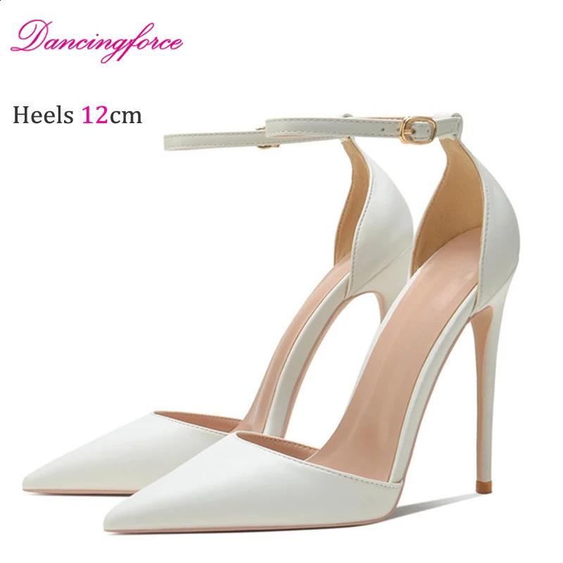 Black Matte Leather 8cm 10cm 12cm Sexy Leather Women Ankle Strap Stiletto Pumps Pointed Toe Sexy High Heel Shoe Customize 34-46 241230