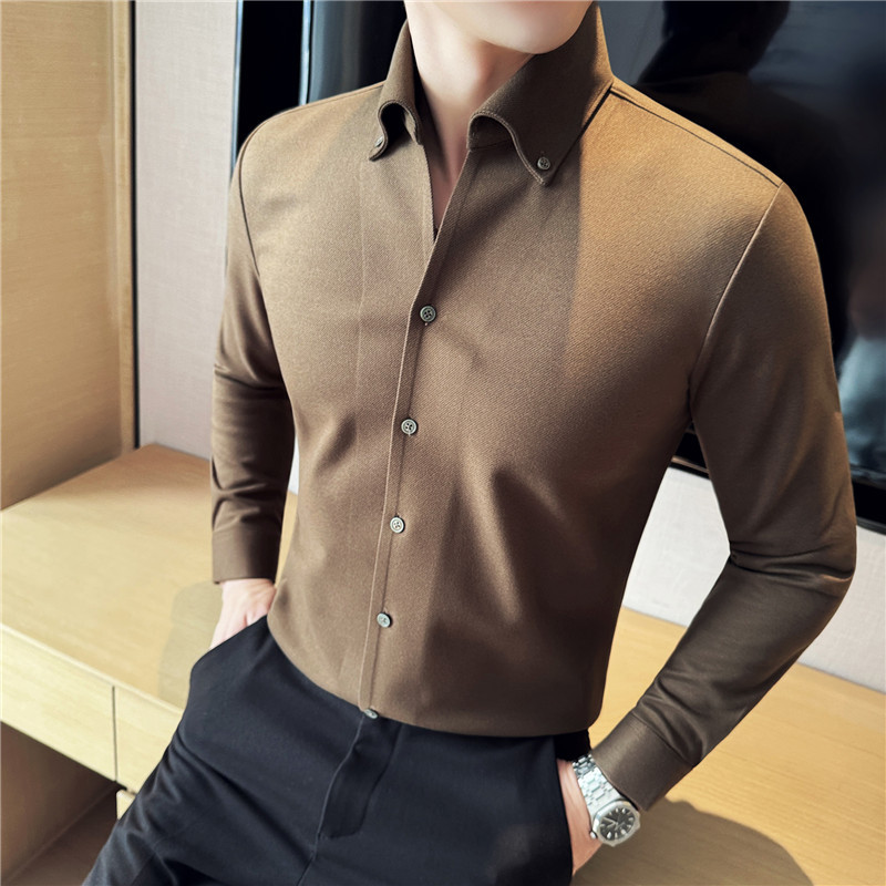 M6151 2024 Winter Thickened Shirt Men's High-end Casual Warm Shirt