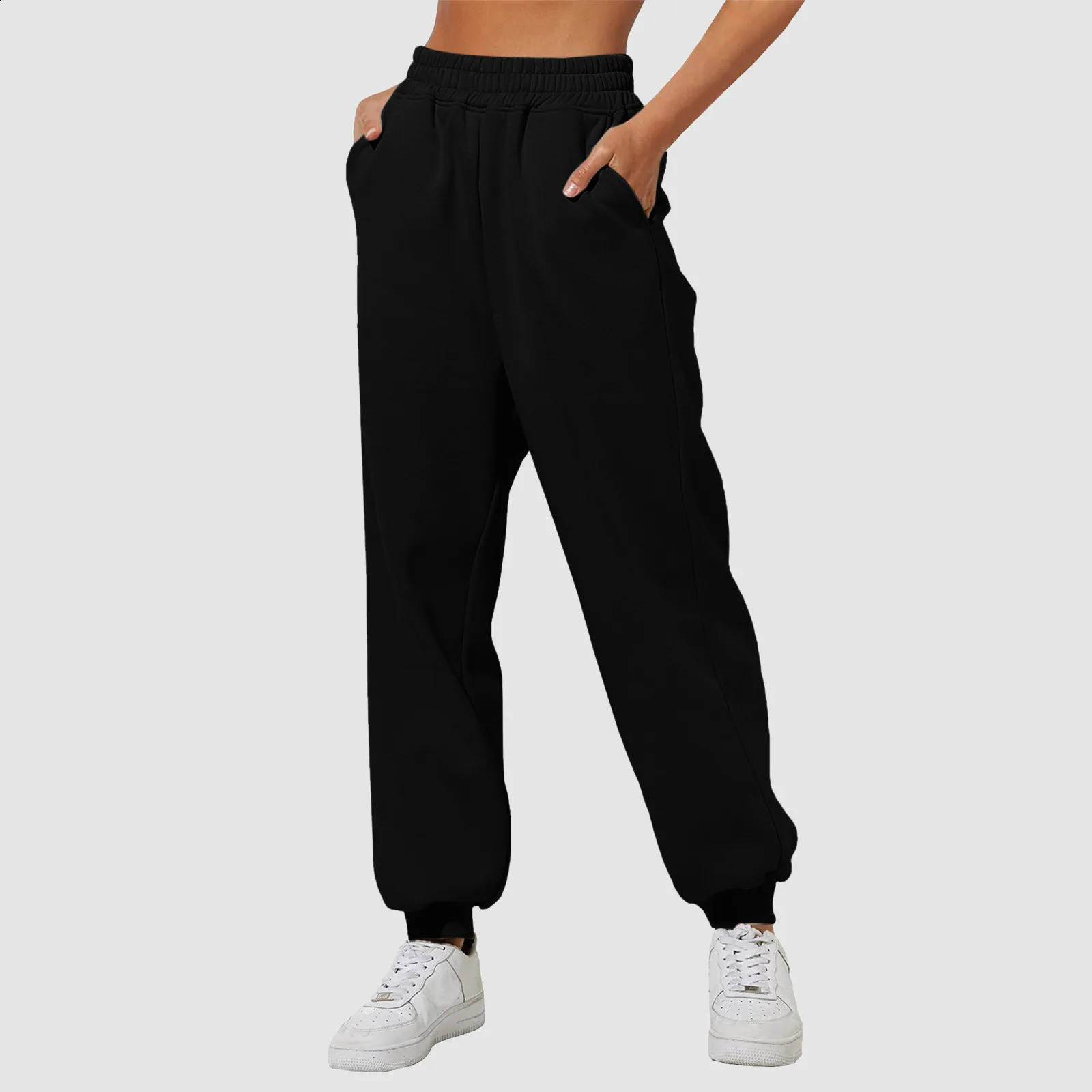 Women Fleece Lined Wide Straight Leg Bottom Winter Warm Pants Daily Casual Jogger Sweatpants Sports Trousers Z260314