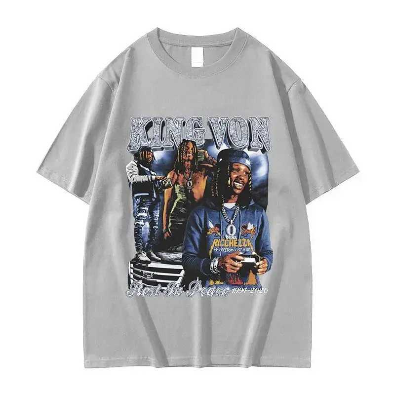 Rap singer K-King Von Graphic T-shirt mens hip-hop retro short sleeved T-shirt unisex fashion ultra-fine cotton T-shirt W241230
