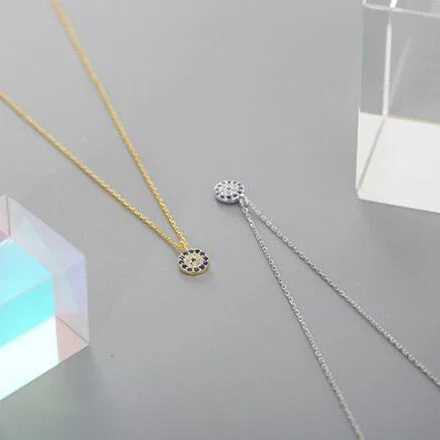 PONYKISS 925 Silver Round Zircon Evil Eye Necklace suitable for womens classic geometric fine jewelry W241230