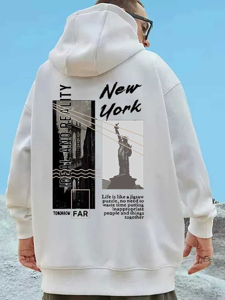 Design Pullover Hoodies Harajuku Mens Graphic Hoodie New York Landscape Printed Fashion Sudaderas Para Hombre Popular Sweatshirt W241230