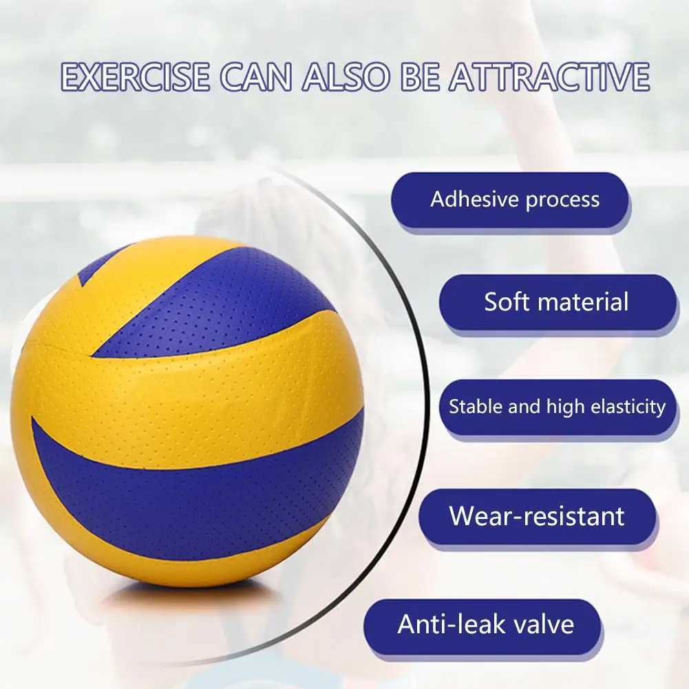 1PCS Practice Volleyball Leather PU Soft Beach Volleyball Hard Volleyball Training Game BallXJ241230