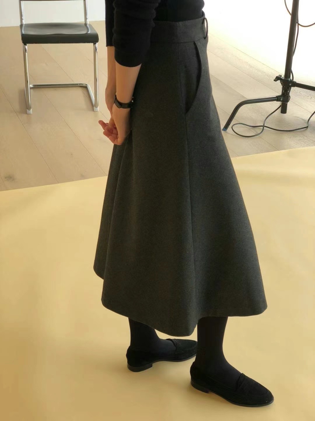 F9281 autumn and winter new high waist retro celebrity slim umbrella skirt casual skirt female