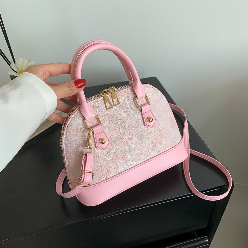 French Version Niche Popular Handbag Women's New Fashion Pu Lace Crossbody Versatile Shell Bags Embroidery Shoulder Bag