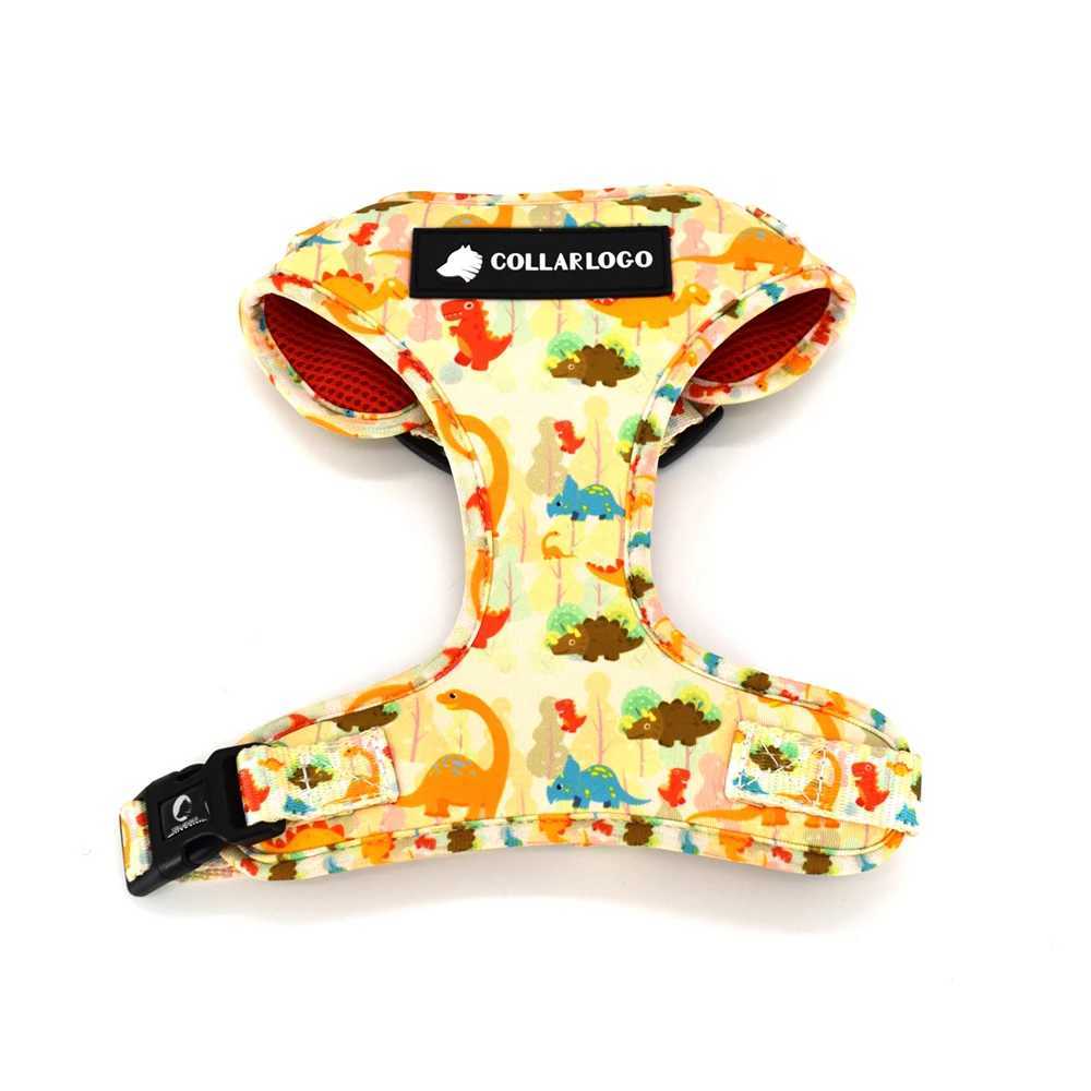 Adjustable Pet Dog Collar Durable Soft Cute Creative Colored Dinosaur Design Leash Neoprene Harness Poop Bag DispenserXJ241230