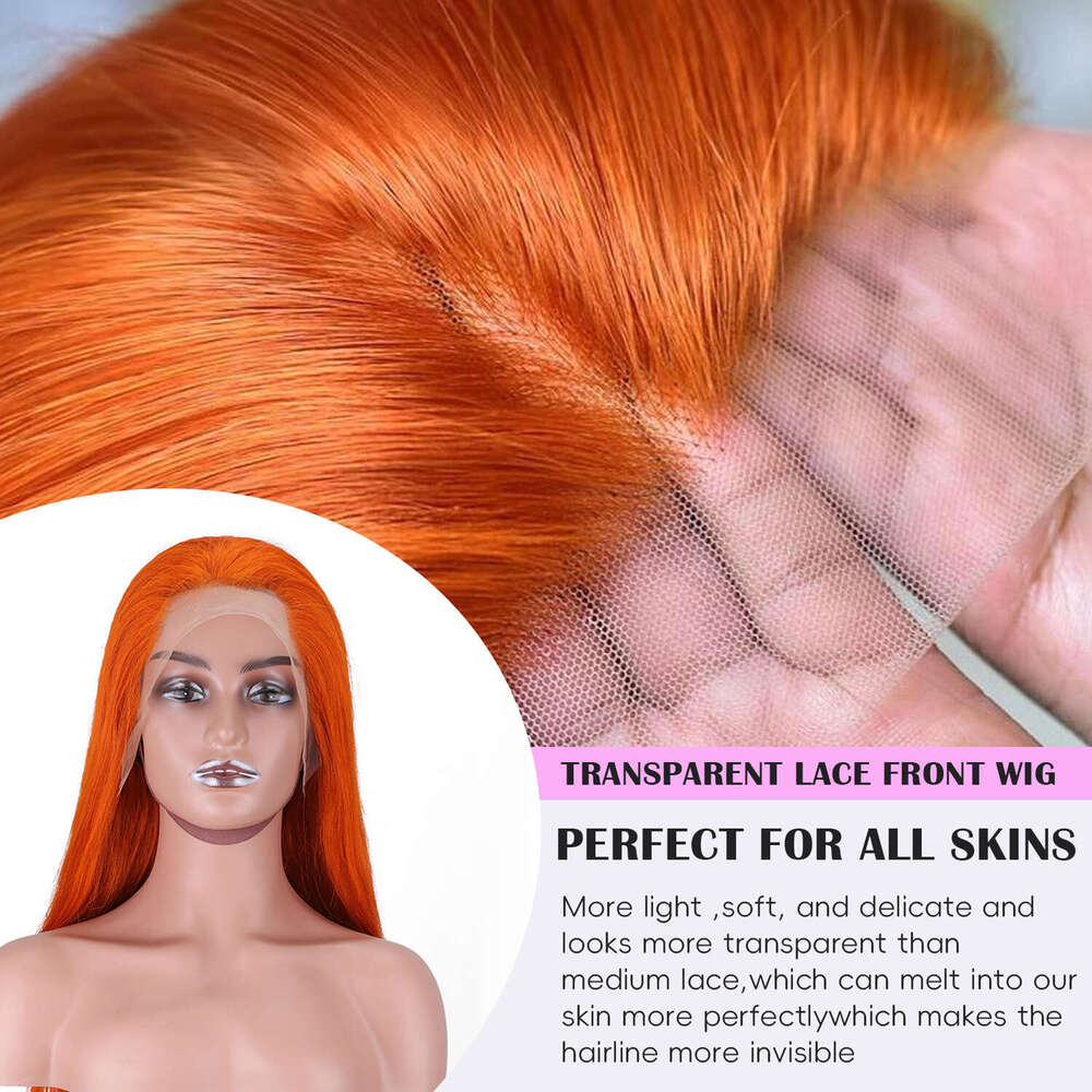 Lace Front Wig Cover T Shape Fashionable Orange With 200% Density Hot Selling Front Lace 13 * 4 Straight Hair Wig Full Head Kq2 Kq2