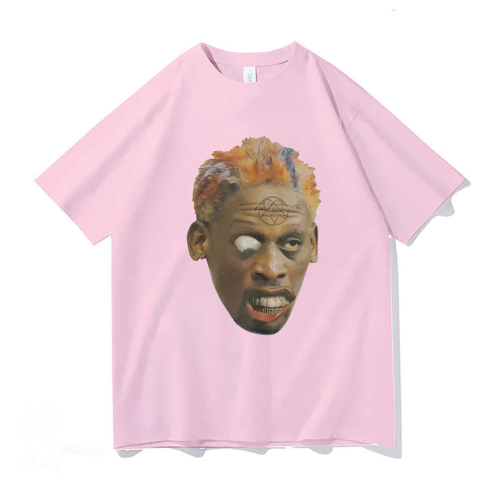 American style black portrait printed short sleeved t-shirt for men and women ins loose street hip-hop rapper top