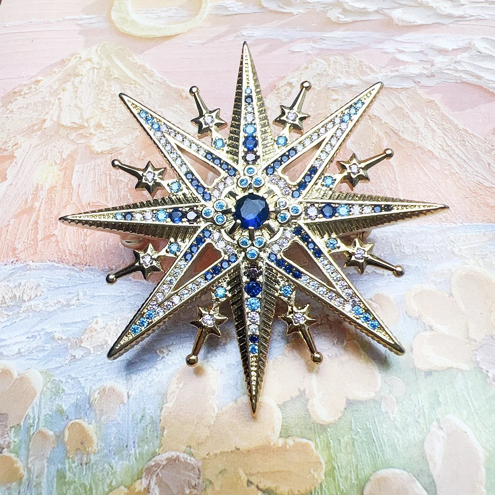 Gold Plated Brooch Colorful Royal Star Fine Jewelry Bohemia Gift For Women in Solid 925 Sterling Silver 241230