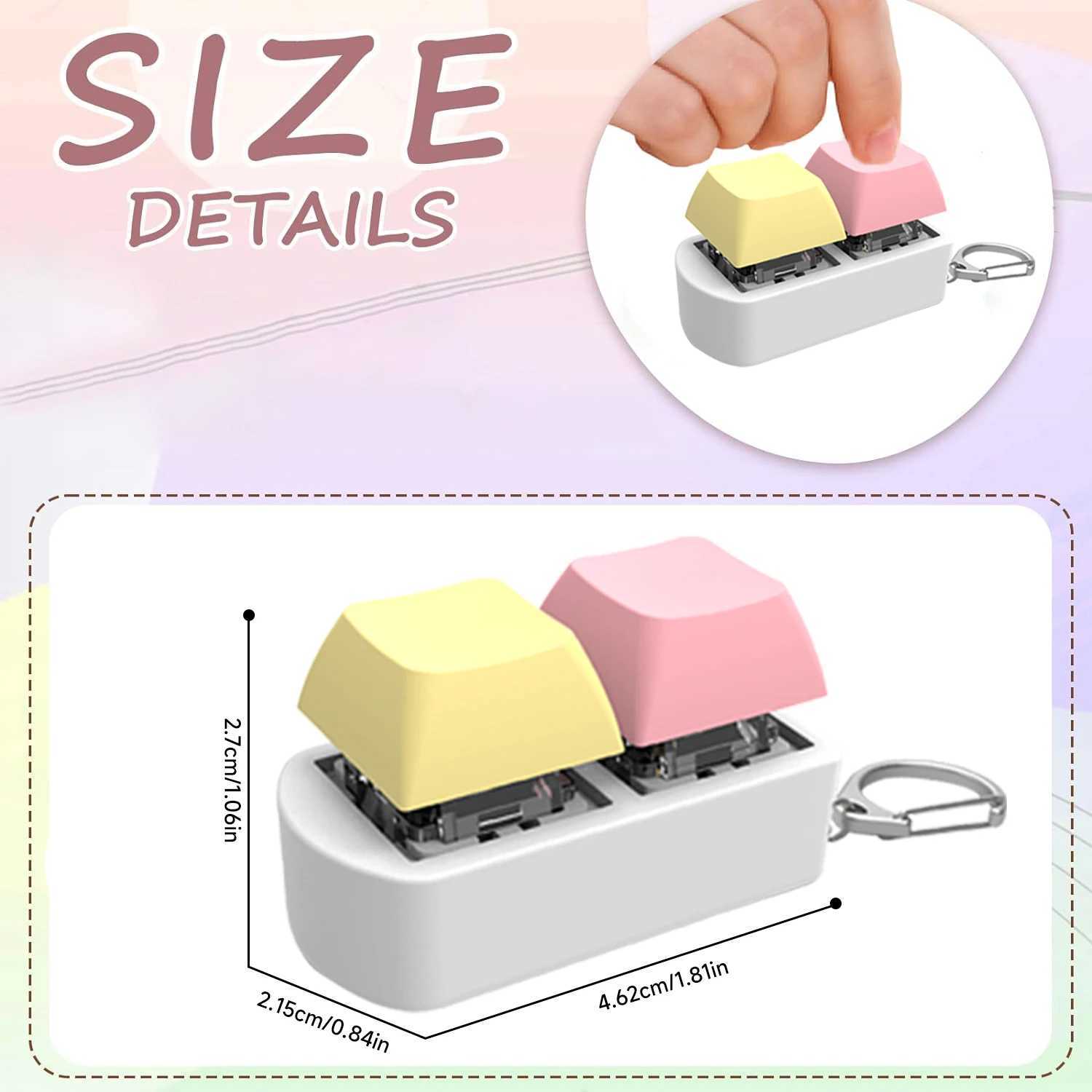 Mini 2-key keyboard cover toy stress relieving Fidget key cover Fidget keychain keyboard keychain toy finger keyboard key toy W241230