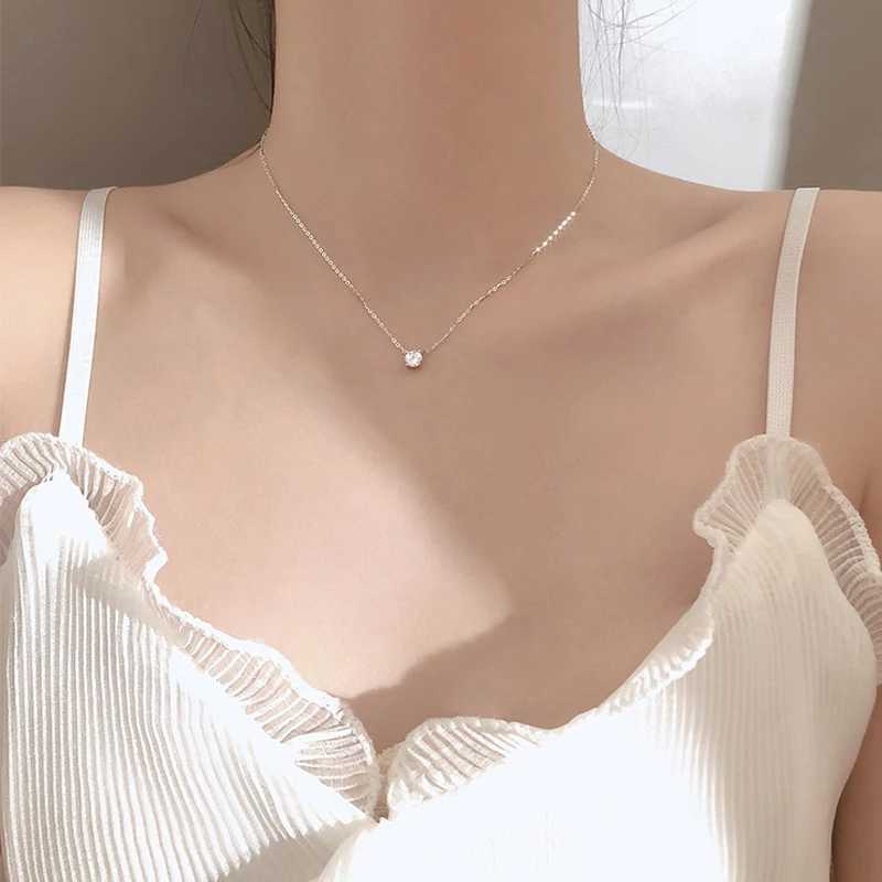 Hot 925 sterling silver 14k gold-plated necklace sparkling zircon necklace womens wedding jewelry Kravik chain W241230