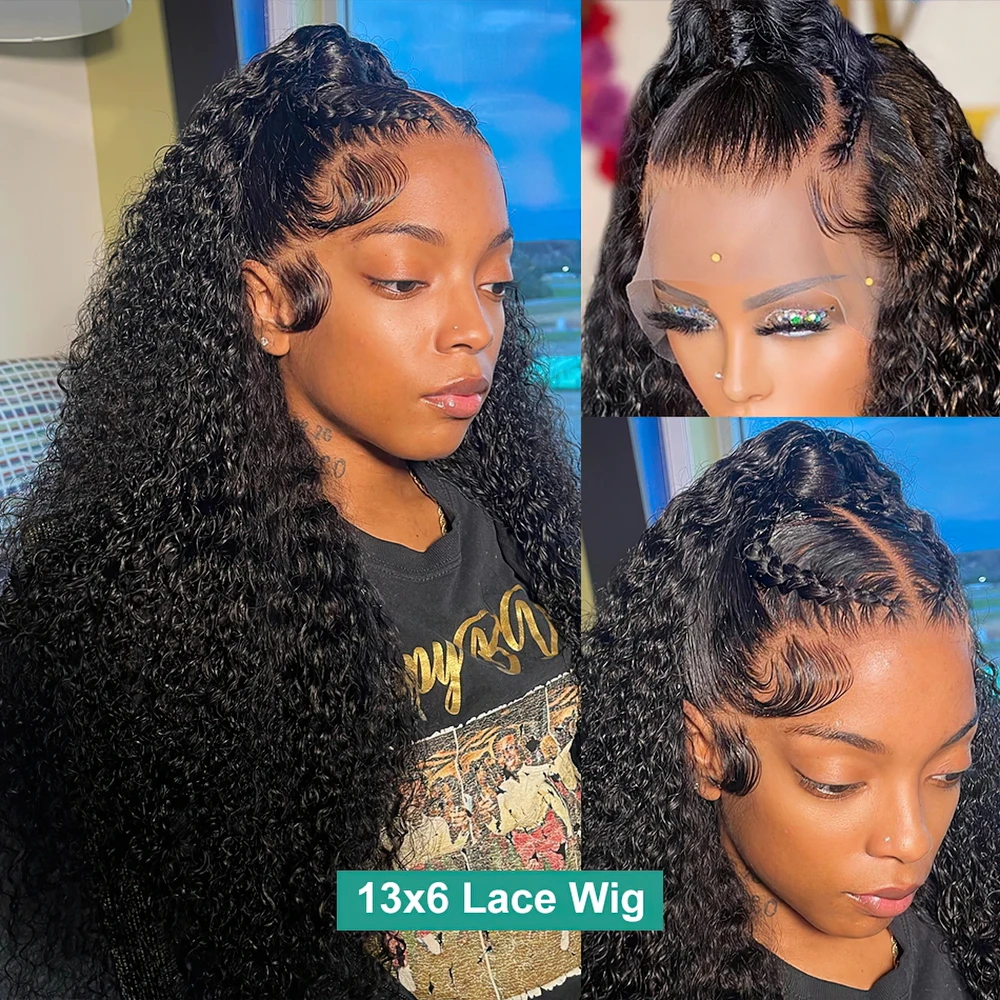 Free shipping 30 40 Inch Water Curly 13x6 HD Transparent Frontal Wigs Glueless Closure Human Hair Deep Wave 13x4 Lace Front Wig Synthetic