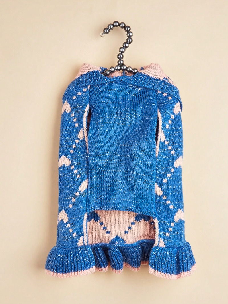 Puppy Hairball Autumn/Winter Dress Ins Style Korean Version Lovely Sweet Lolita Heart Plaid Hat-Wearing Lace Dog Skirt Hem