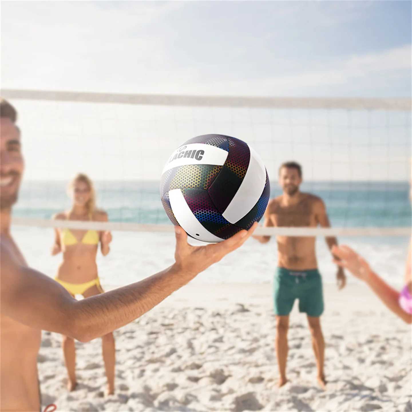 Holographic Reflect light Fluorescence Volleyball Official Size And Weight No.5 Machine Sewing Soft Touch Beach VolleyballXJ241230