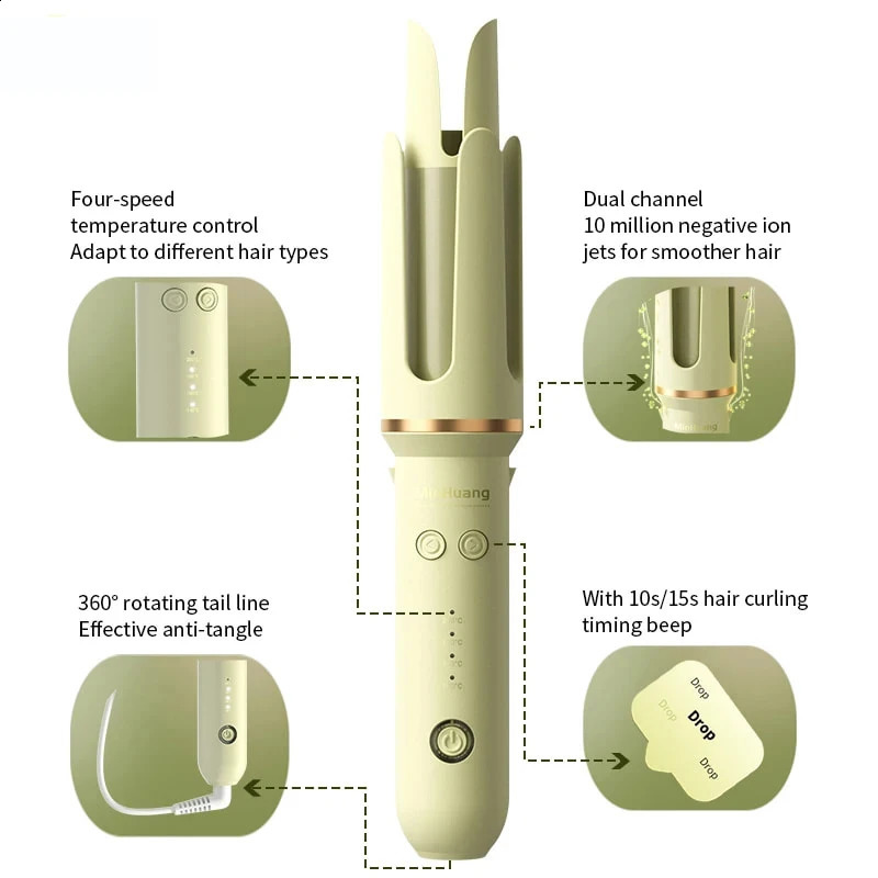 Automatic Curler 32Mm Auto Rotating Ceramic Roller Professional Iron Wand Hair Waver Curling Tool 241230