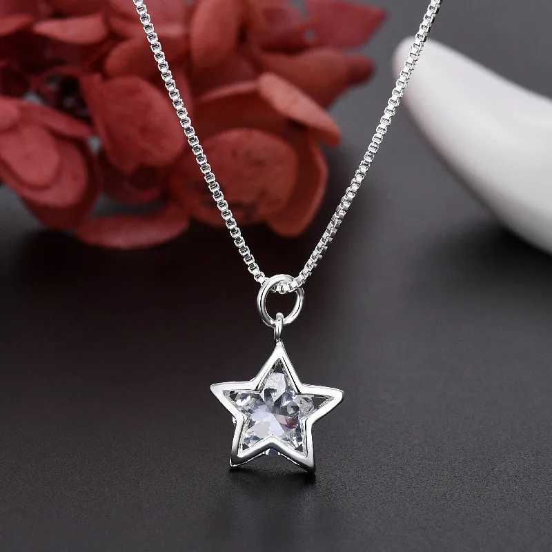Newly arrived 40-60cm 925 sterling silver crystal star amulet necklace box chain mens wedding jewelry wholesale W241230