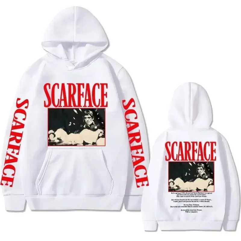 Retro 90s movie Scar Face Tony Montana mens casual mens hoodie retro floral mens hip-hop hoodie mens fashion oversized sweatshirt W241230