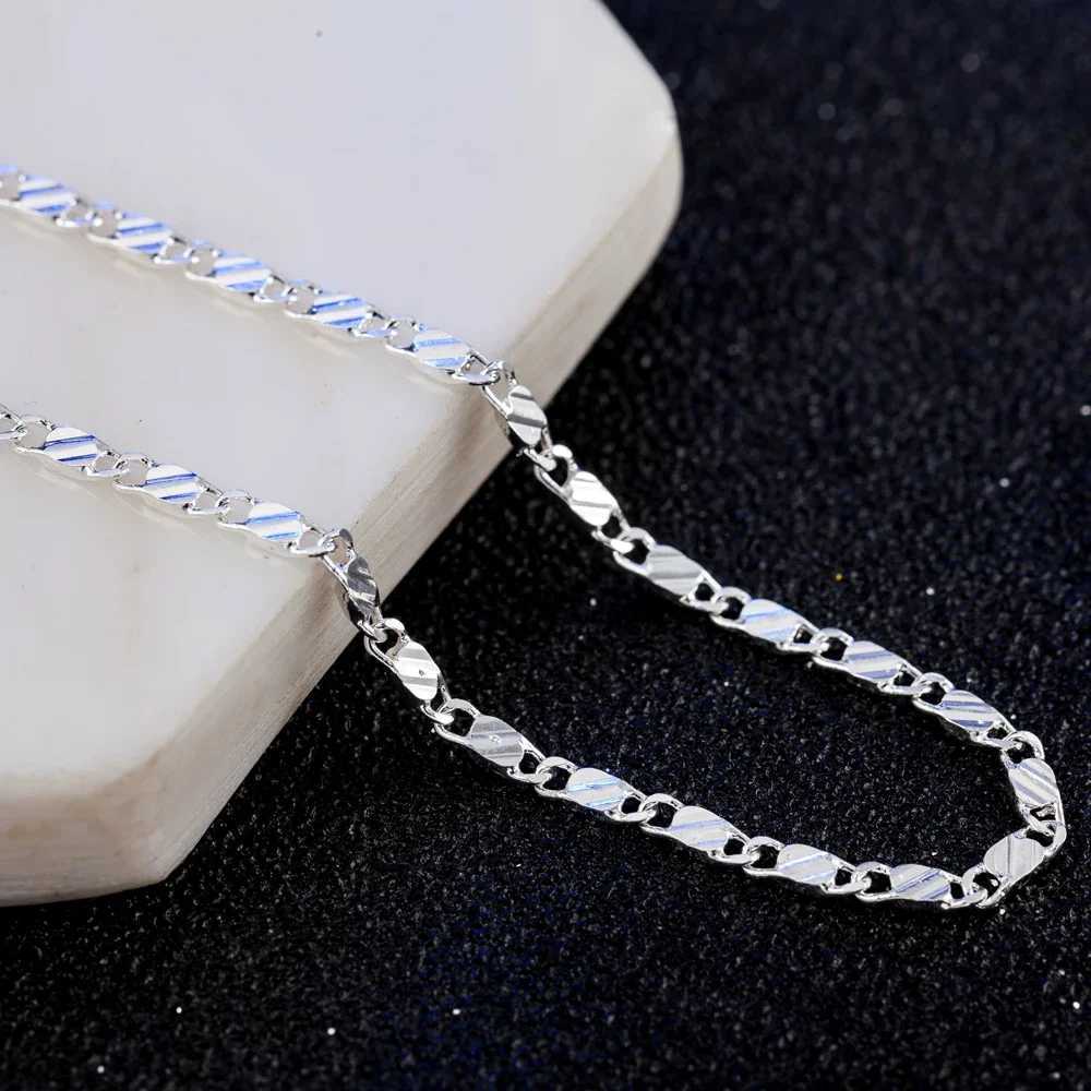 New 925 sterling silver fine 2MM flat Clavicle chain necklace suitable for womens wedding parties jewelry Christmas gifts 40-75cm W241230