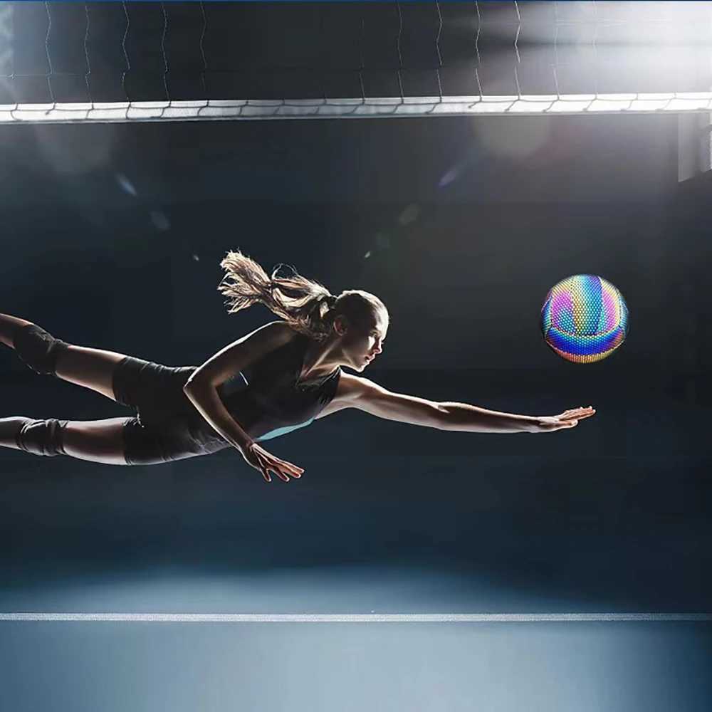 Size 5 Reflective Volleyball Glow-in-the-Dark Volleyball Beach Volleyball Rainbow Color Sports BallXJ241230