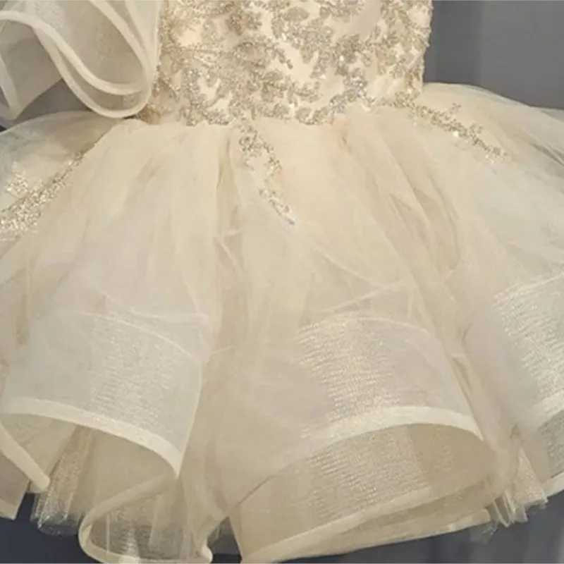 Girl's Dresses Baby Girl Princess Floral Sequins Dress Off Shoulder Infant Toddler Child Tulle Vestido Party Wedding Pageant Baby Clothes 1-12Y Y