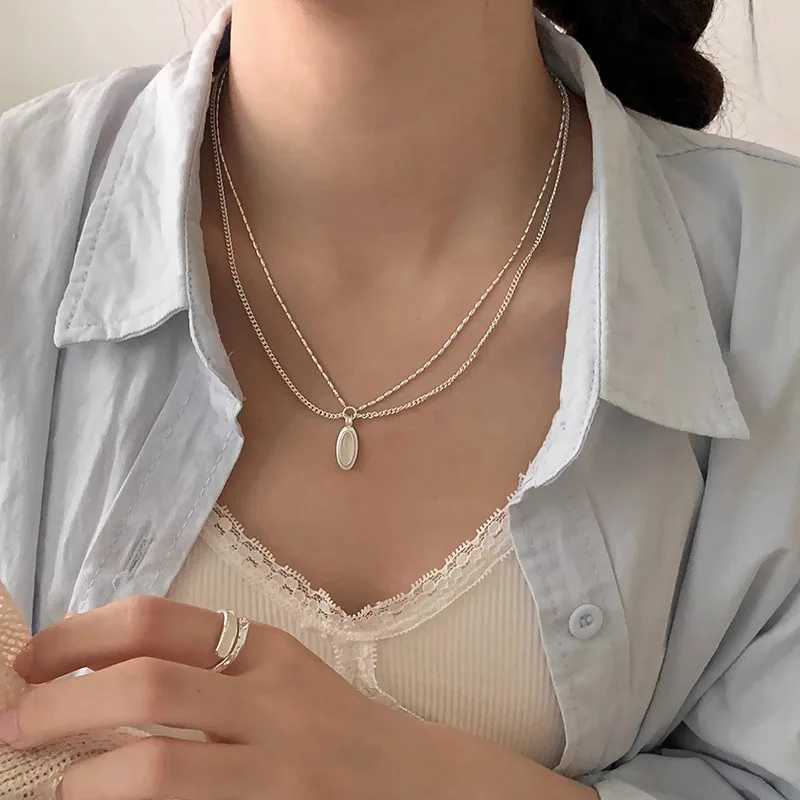 Ventilate 925 sterling silver black agate necklace suitable for women double layered oval fashionable jewelry gift direct shipping W241230