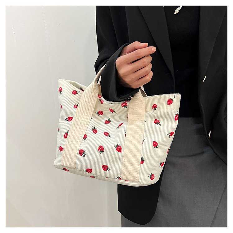 New Corduroy Tote Bag for Women Commuting, Large Capacity for Students Attending Class, One Shoulder Handbag, Simple Work Bag