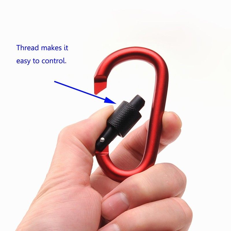 Outdoor Camping Aluminum Mini Locking Carabiner Hook 8cm Metal d type Keychain carabiner clip