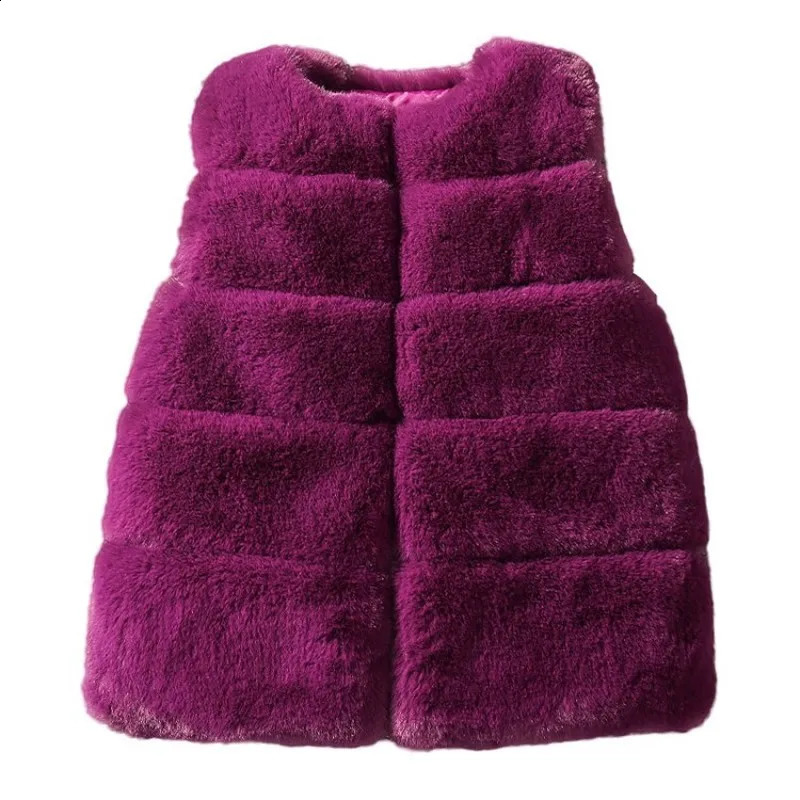 Kids Girls Faux Fur Vest Coats Winter Warm Waistcoat Sleeveless Children Fur Jacket Baby Girls Outwear Clothes 241230