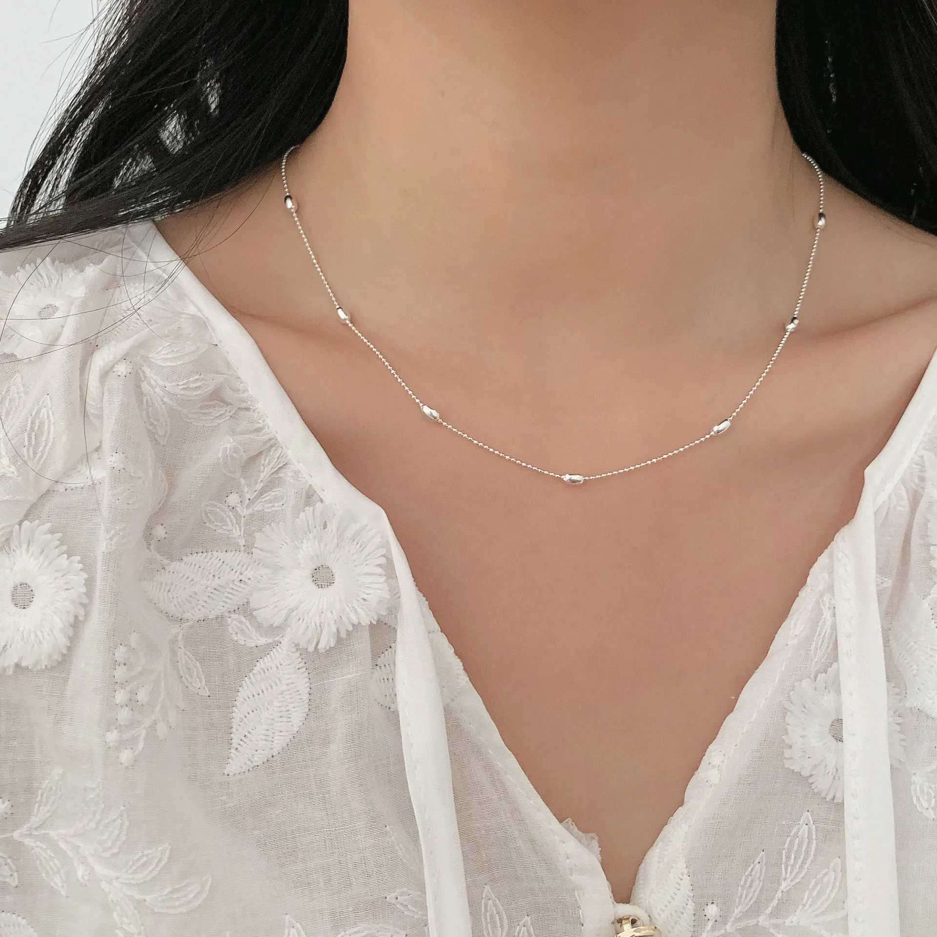 925 pure silver bead necklace suitable for women stylish and elegant Kravik chain womens jewelry gift accessories W241230