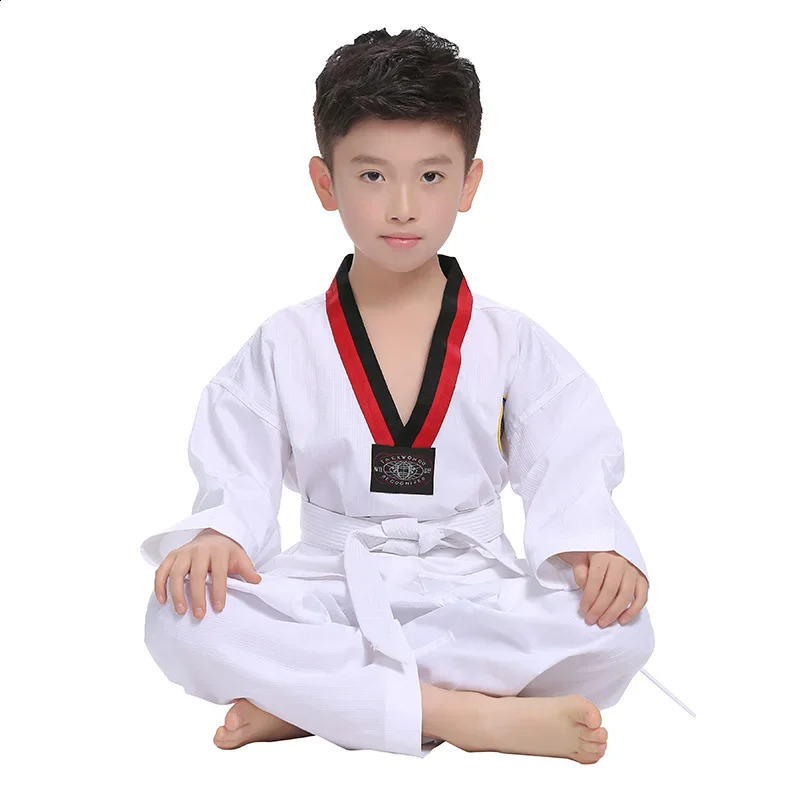 TKD Costumes Clothing White Taekwondo Uniforms WTF Karate Judo Dobok Clothes Children Adult Unisex Long Sleeve Gi Uniform 241230