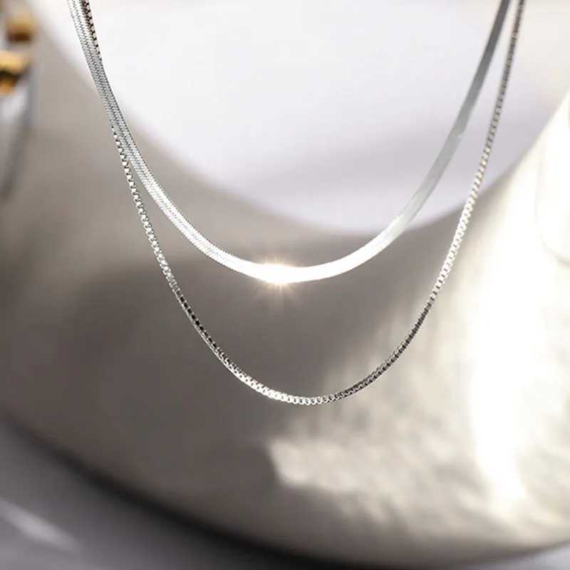 2023 S925 Silver Double layer Box Chain Snake Kravik Chain Necklace Womens Fashion Hip Hop Retro Unique Design Exquisite Jewelry W241230