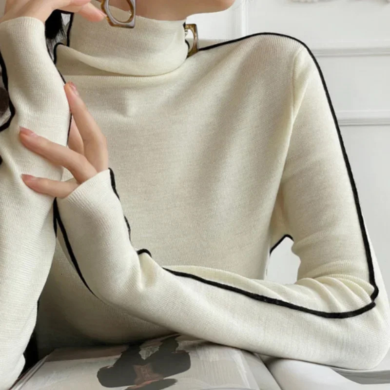 Neploe Haruku Street Turtleneck Black Sweaters Mujer Spring Long Sleeve Tops Women Y2k Slim Fit Bottoming Knitted Pullover