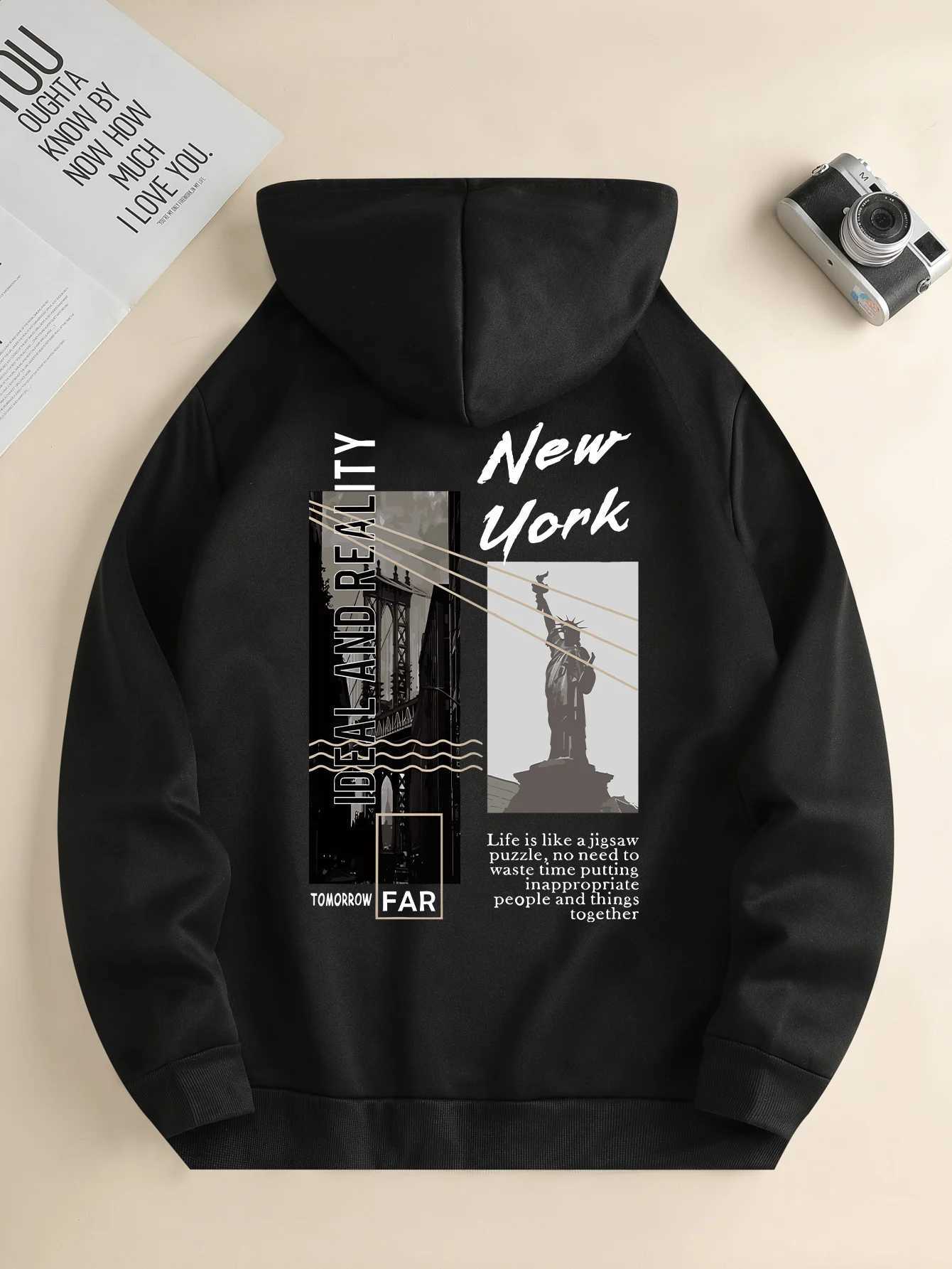 Design Pullover Hoodies Harajuku Mens Graphic Hoodie New York Landscape Printed Fashion Sudaderas Para Hombre Popular Sweatshirt W241230