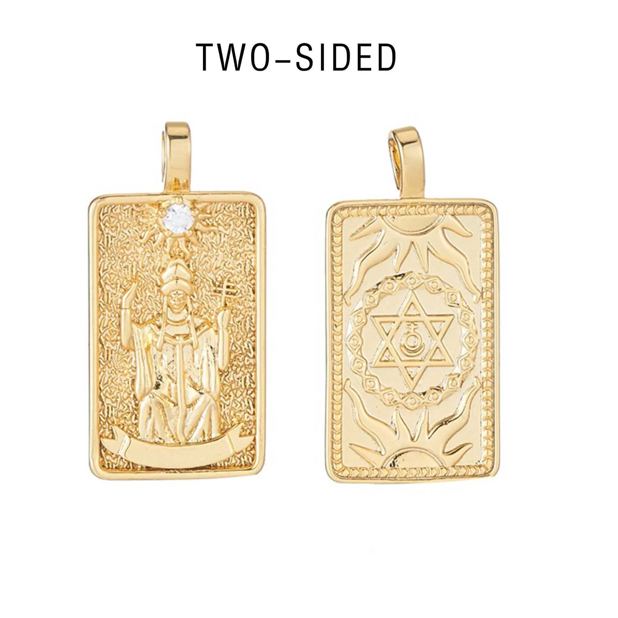 22 Style Classic Tarot Card Pendant Necklace Double sided Zircon Tarot Necklace Great Mystery Empr Sun Star Logo Womens Jewelry W241230