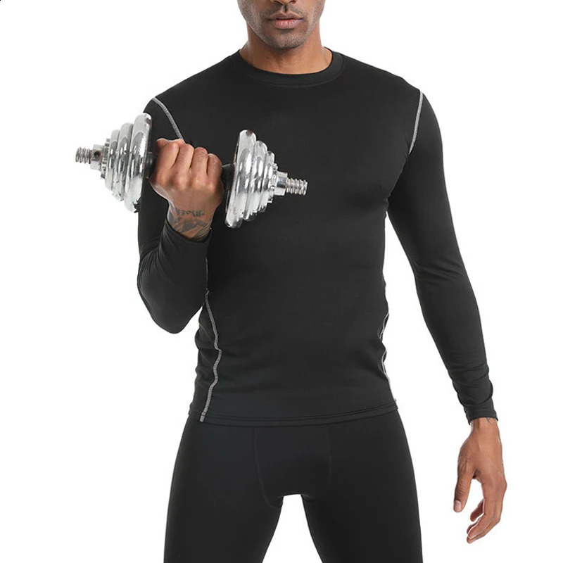 Men Long Sleeve Compression TShirts Gym Basketball Tops Quick Dry Running Football T Shirt Man Casual Tees Shirts Clothing 241220Z