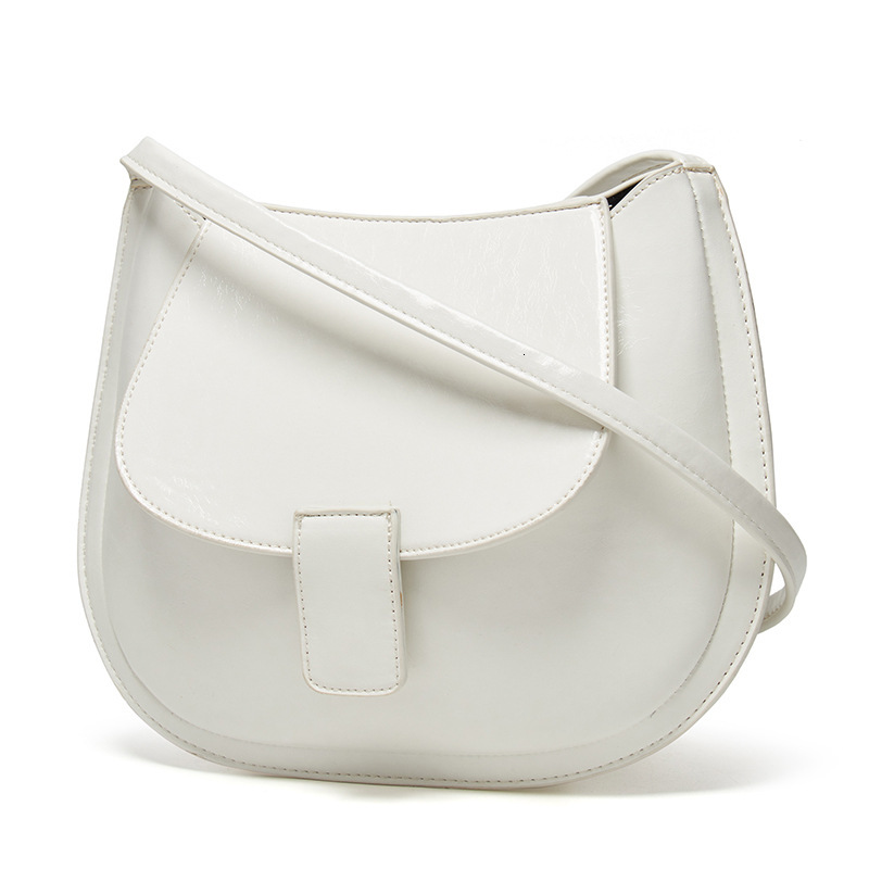 Women's Genuine Leather Saddle Bag Trendy Designer Mini Vintage Half Moon Bags Lady Shoulder Messenger Flap Cowhide Purse