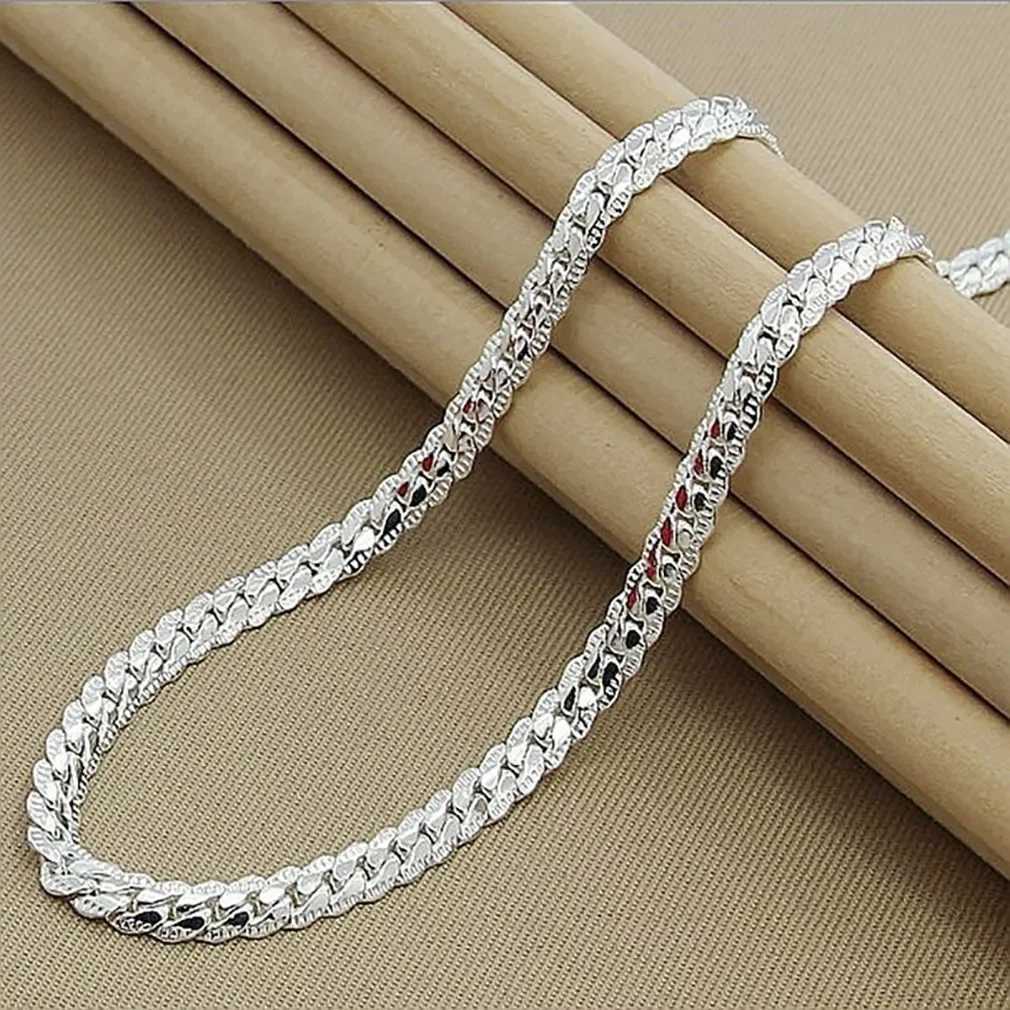 N 925 sterling silver 6MM full side chain necklace suitable for women mens fashion jewelry sets wedding gift jewelry W241230