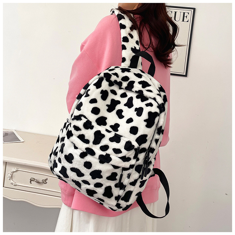 New Cute for Middle and High School Students Autumn Leisure Plush Backpack College Student Class Bag Female