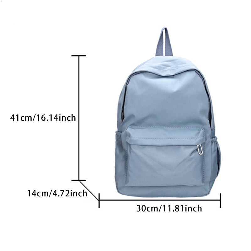 Women Schoolbag Waterproof Large Capacity School Backpack Smooth Zipper Solid Teens Girl Casual Daypack Bag Student Supply 241230
