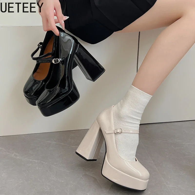 Platform Women Pumps Fashion Shallow Buckle Shoes 2025 Spring Autumn Wedding Party Shoes 241230