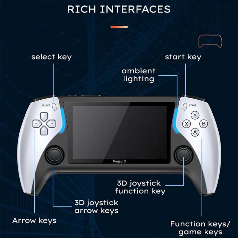 New Project X 4.3 Inch High-Defintion Ips Snhandheld Game Console ports Ps1 Arcade Hd Output For Dual Joystick Hd Output Z241230
