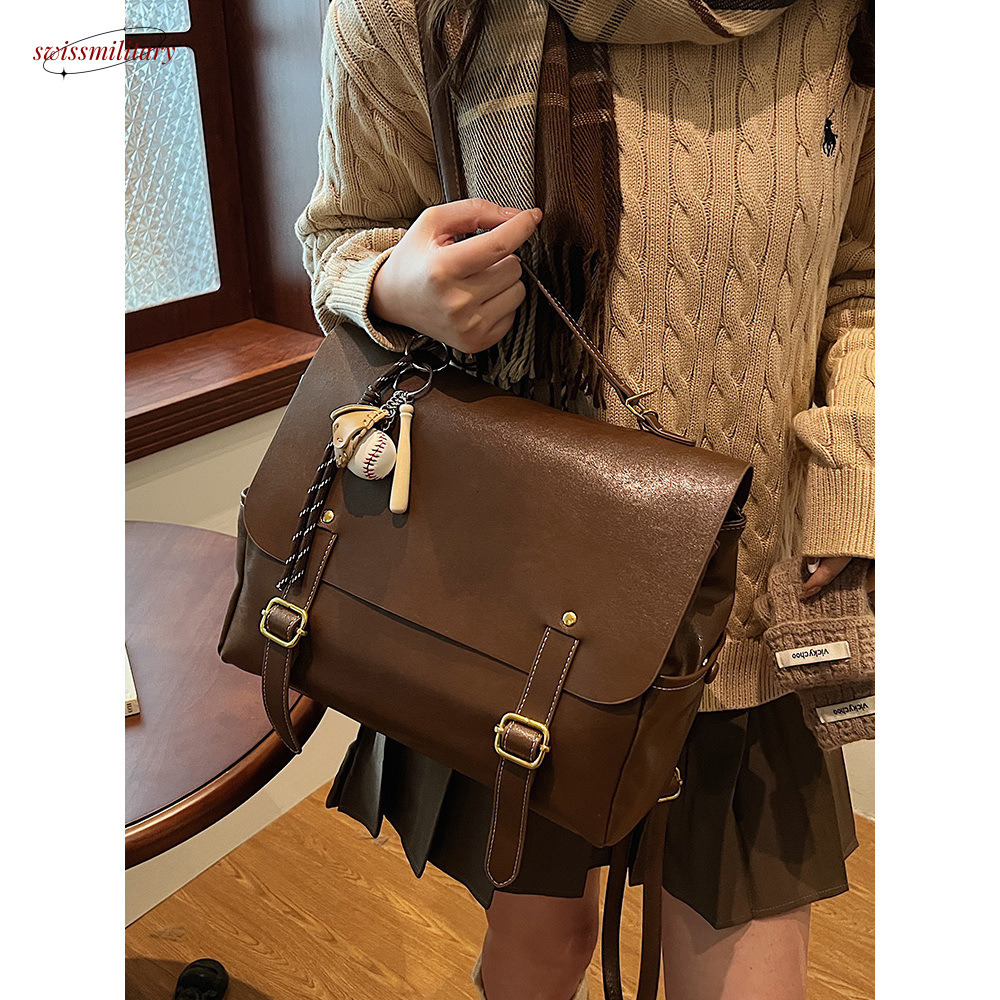 Backpack for women, large capacity casual handheld, British style student backpack, street trendy fashion travel backpack #49