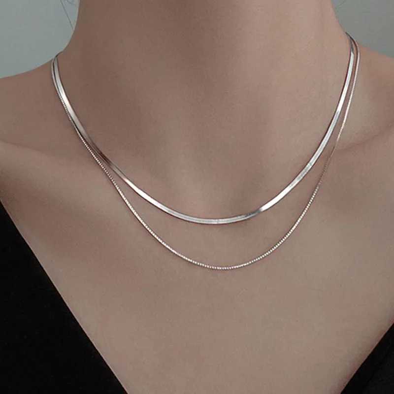 2023 S925 Silver Double layer Box Chain Snake Kravik Chain Necklace Womens Fashion Hip Hop Retro Unique Design Exquisite Jewelry W241230
