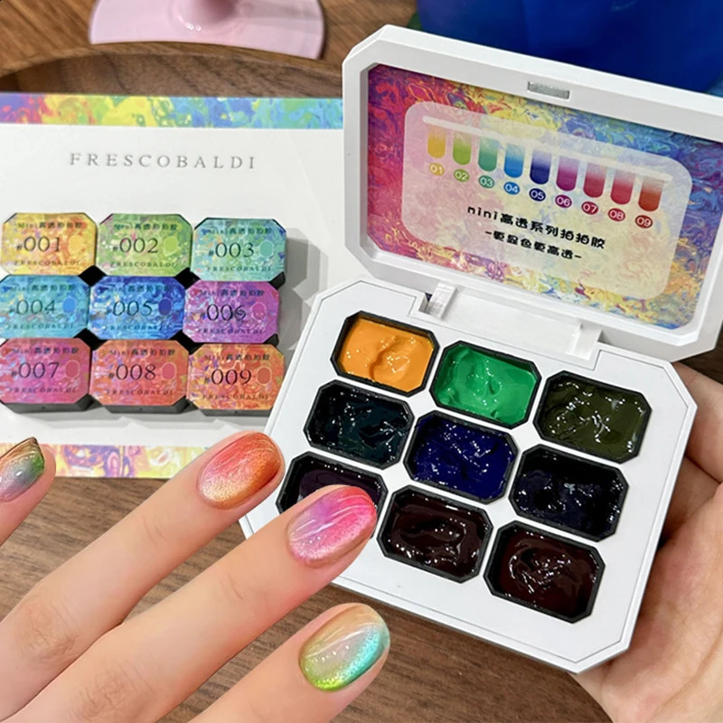 9-color nail paint gel durable pattern gel nail polish cream texture color paint glue immersion solid ergonomic consumer goods 241230