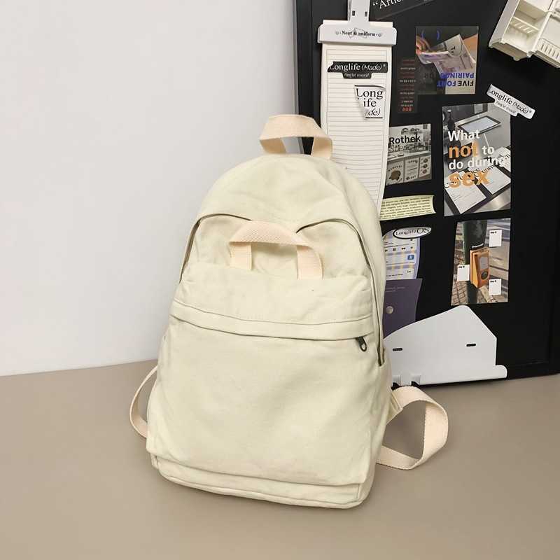 Washed canvas backpack for men and women, large capacity college student backpack for women, trendy brand street travel backpack 241230