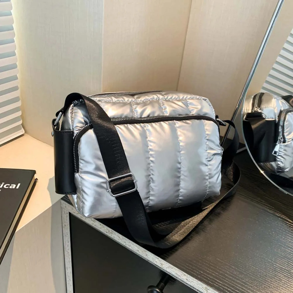 Women Handbag Quilted Cotton Crossbody Down Bag Adjustable Strap Padded Travel Bag 241227