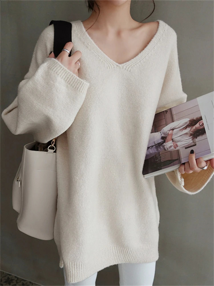 Sweater Women Winter Pullover Girls Oversize Knitting Tops Vintage Long Sleeve Fall Female Knitted Outerwear Warm Pull 241223