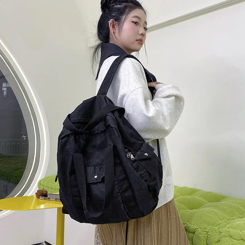 Casual Fashion Denim School Bags Large Capacity Zipper 2025 High Quality Personality Youth Backpacks for Women Softback 241230